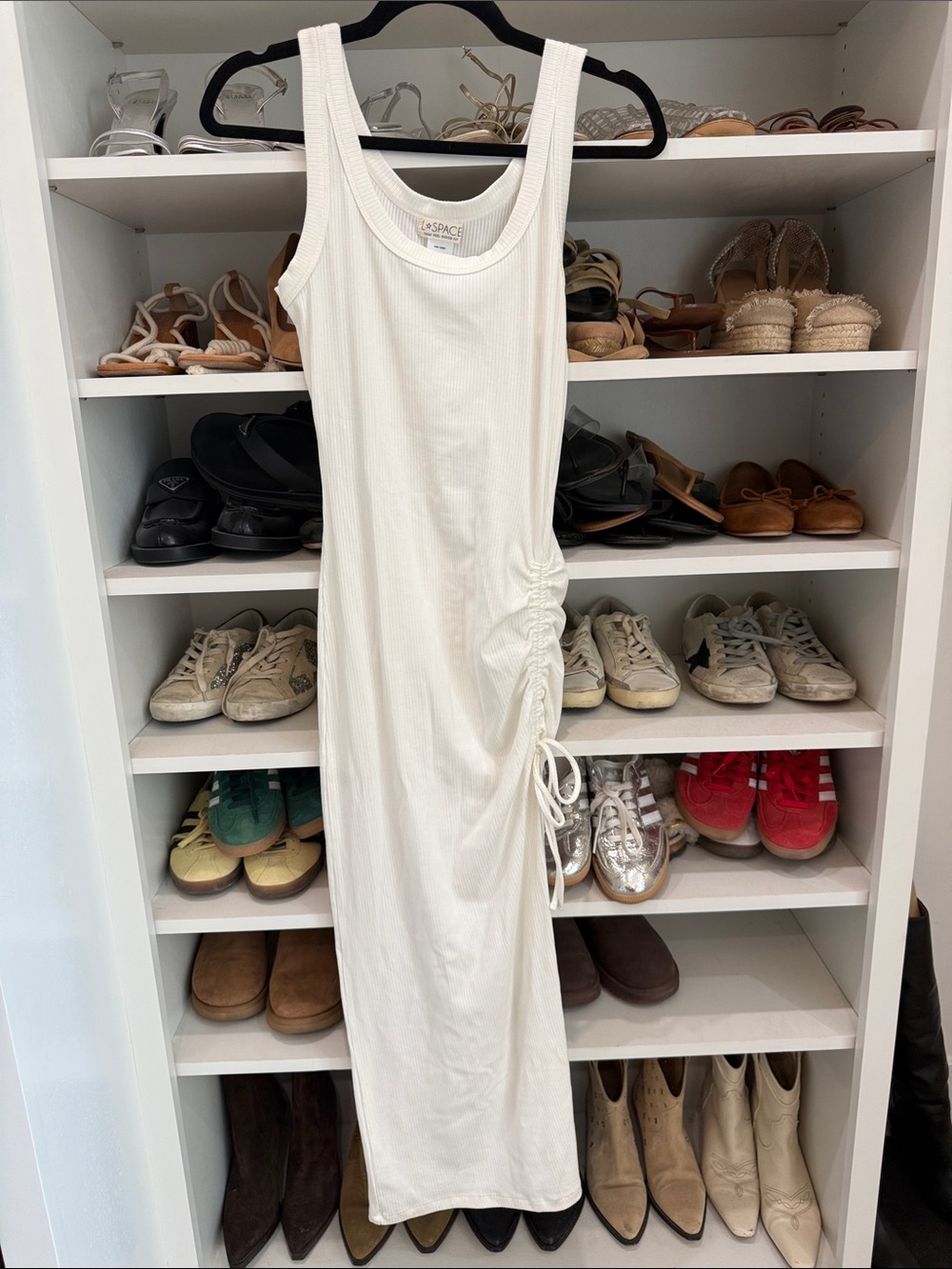 L Space Ribbed Sleeveless Side-Ruched Maxi Dress